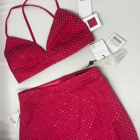 Nadine Merabi Kira Pink Studded Set XS NWT - Picture 10 of 13